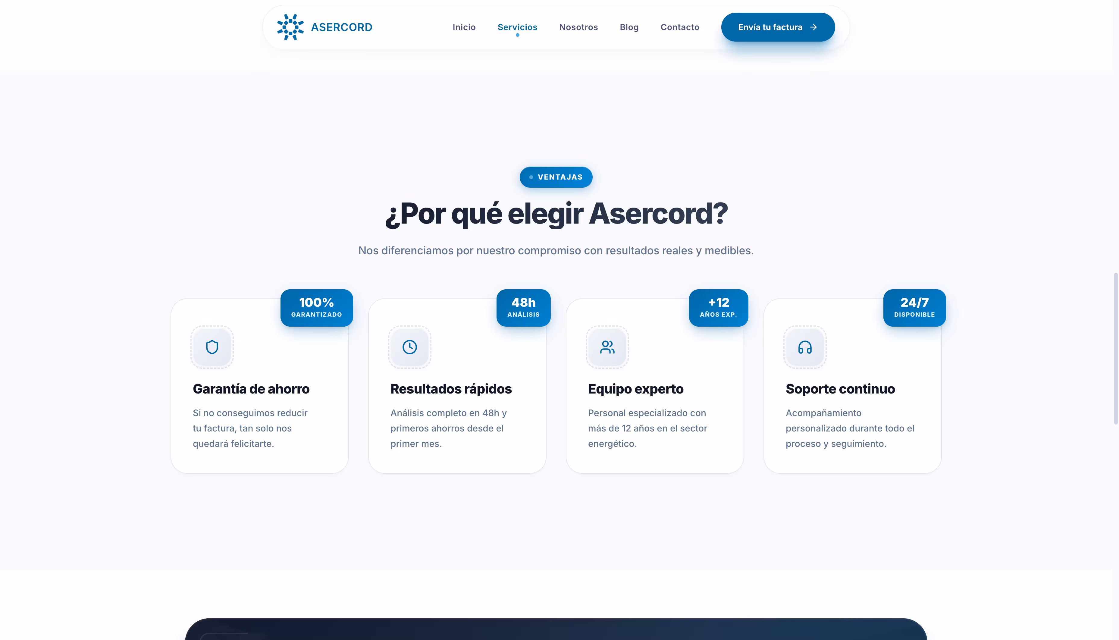 Asercord Energía — proceso y sección de confianza